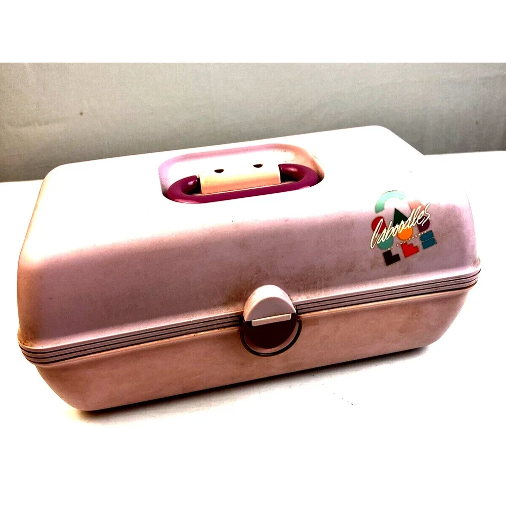 Caboodles On The Go Girl Make Up Case 80's Vintage Purple Retro Mirrored Plastic